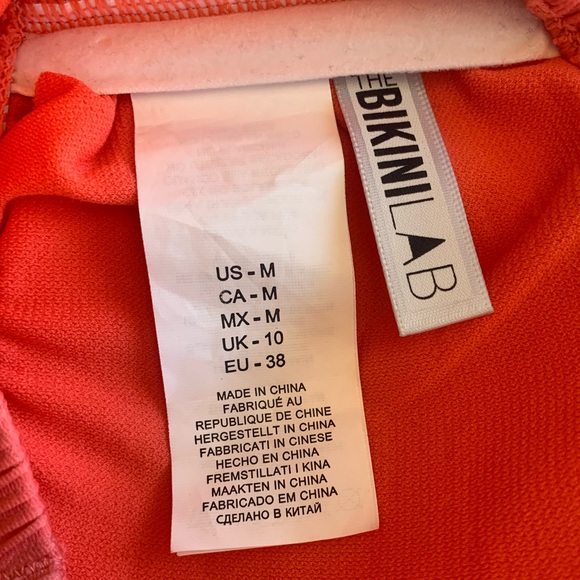 NWOT Bikini Lab Two-Piece High Waisted Ribbed Bikini in Hot Coral | Medium - Picture 5 of 6